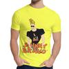 Rundhals Johnny Bravo Brille Cartoon T-Shirt Grafikdruck Unisex Reines Baumwoll-T-Shirt Heiß