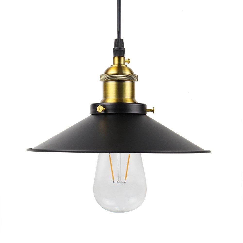 

ZEKOO Pendant Light, Hook-in Ceiling Lighting Fixture, Ceiling Light, Lampshade, Hanging Light, Dining Lighting, Adjustable Cord, Steel, Black, 22cm