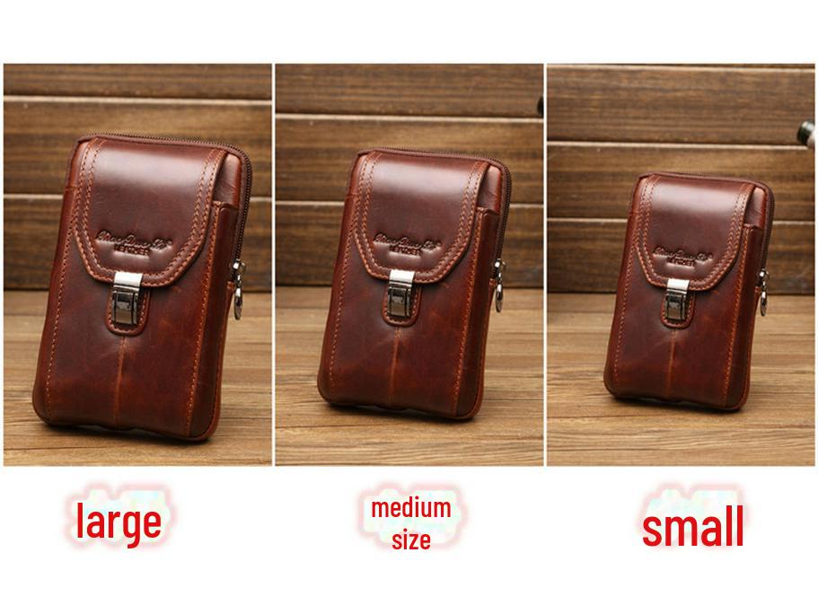 Xiaoduoli Men's Genuine Leather Mobile Phone Waist Bag - 5.5/6 Inch Cowhide Retro Mini Belt Bag