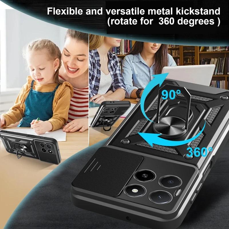 For Honor X5b Plus 4G Case Car Magnetic Ring Holder Slide Camera Armor Shockproof For Honor X5b / X5b Plus