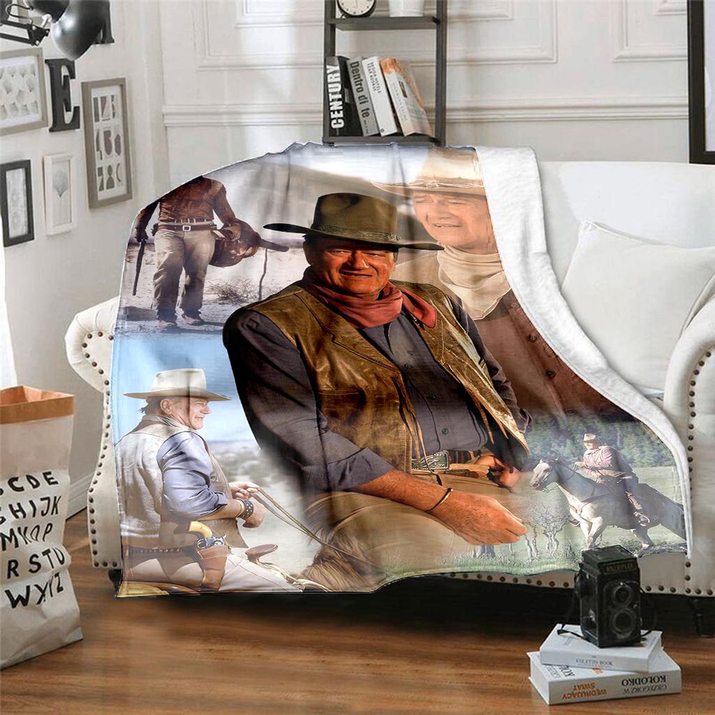 John Wayne Western Cowboy Blanket Soft Comfortable All Seasons Perfect Sofa Office Nap Travel Festive Gift