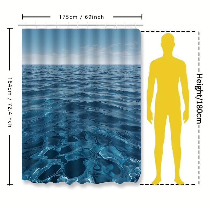 Ocean Wave Shower Curtain - Nature Inspired Bathroom Decor Water Ripple Design Durable And Waterproof Home Decor Essential