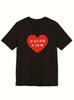 Korean Red Heart Friendship Forever T Shirt Women Unisex Summer Casual Short Sleeve Crew Neck Loose Tee Aesthetic Graphic T Shirts