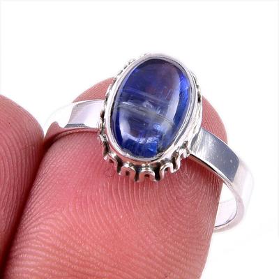 Natürlicher Kyanit Edelstein Handgefertigt 925 Massiv Sterlingsilber Geschenkring S.8 I6E05