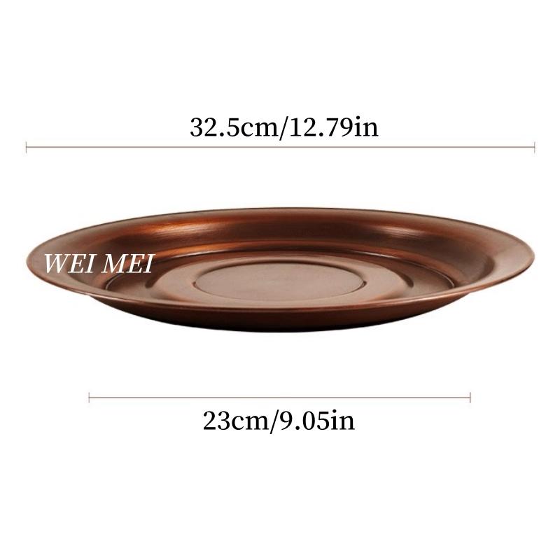 Unique Pattern Pure Copper Handcrafted Fruit Plate,32 cm Multi-Functional Shape Tray Home Cheese Food Plate,Table Tableware