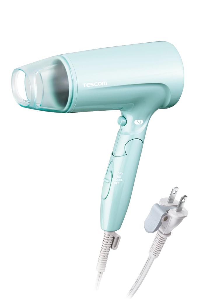 Tescom Hair Dryer TD460A-A, Light Blue, Protect Ion, Noise Reduction Mode, Cold/Hot Airflow, High Airflow, Foldable, Easy-to-Remove Plug