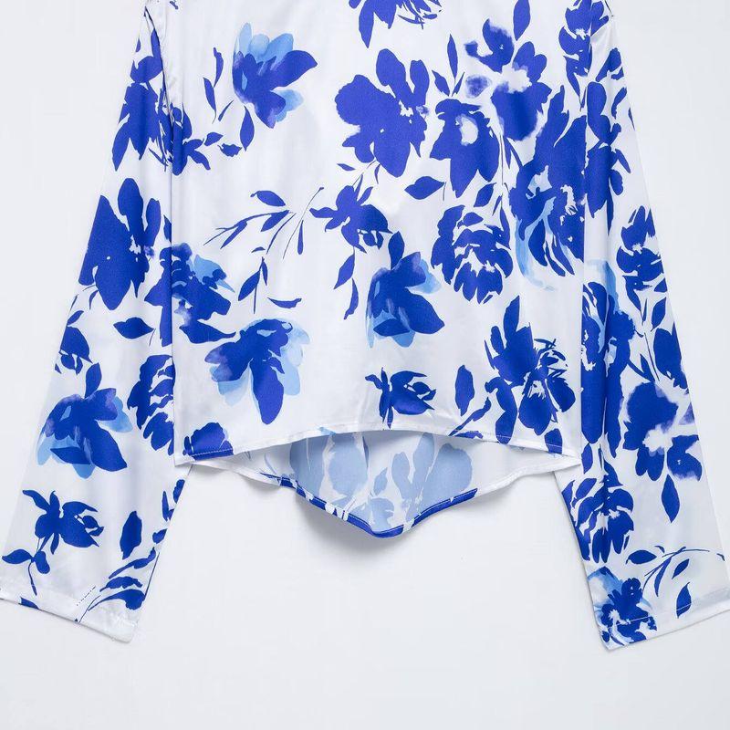 Jnleaog Spring New Arrival Women's Clothing Fashion Style French Fashion Design Draped Collar Print Tops 8261386