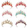 Metal Princess Floral Tiara Rose Flower Shiny Rhinestone Crown Luxury Baroque Crown  Prom