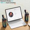 Altavoz Bluetooth portátil con efecto de luz RGB colorido para exteriores con sistema de sonido de subwoofer con cordón