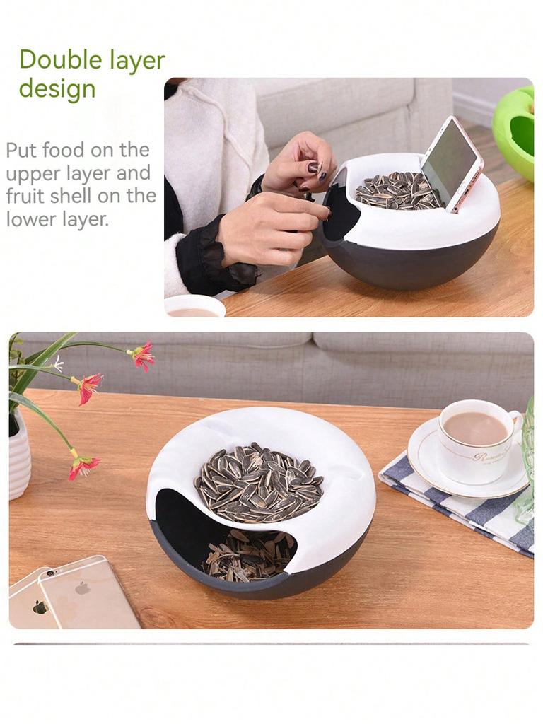 1pcs Plastic Lazy Fruit Plate High Melon Seeds Can Be Detachable Double Candy Plate Round Fruit Box Melon Seeds Fruit Storage