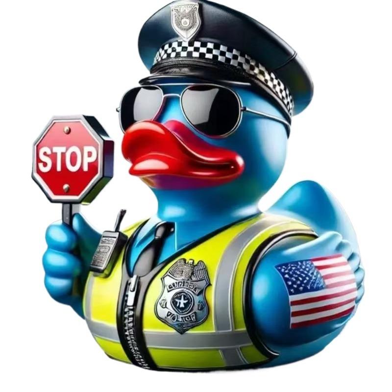 Resin City Hero Rubber Ducks, Police Fireman Resin Duck, Novelty Policemen Firefighter Duck Ornaments for Gifts Home Bedroom Decor
