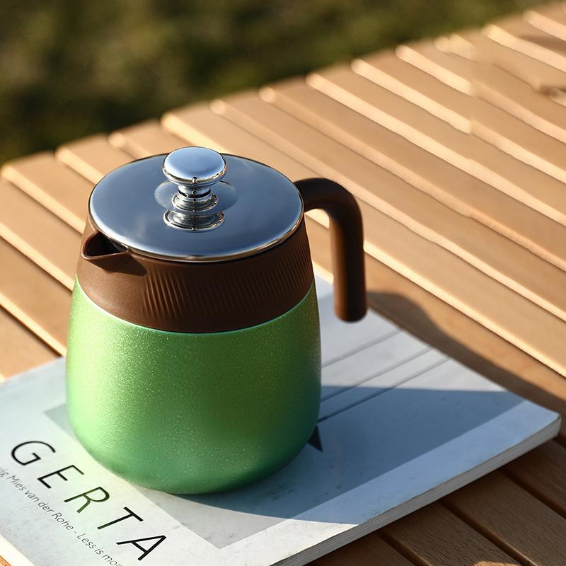 New High-end Titanium-coated Thermos Kettle, Tea And Water Separation Teapot, Large-capacity Coffee Pot With Handle