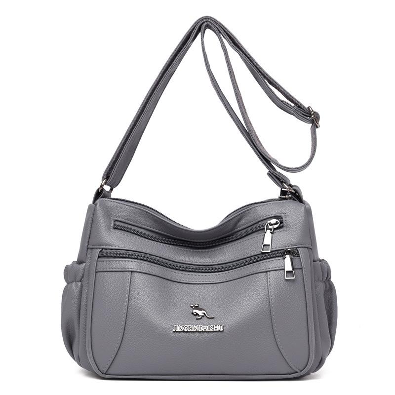 2025 New Soft Leather Large Capacity Multi-Layer Shoulder Crossbody Bag for Middle-Aged Women