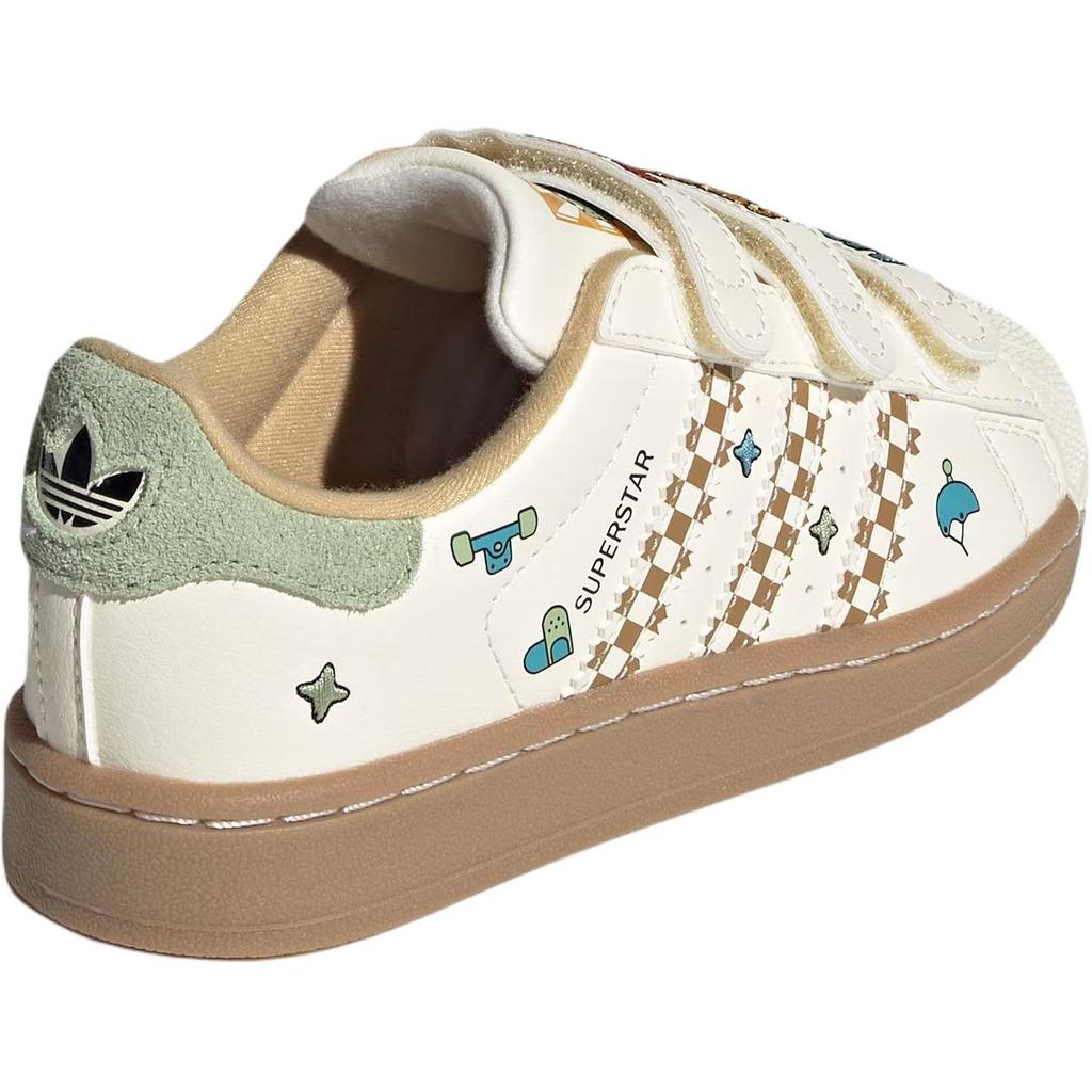 adidas Originals Superstar 2 Cf Classic Shell Toe Low Top Kids Sneakers Kids Sneakers White Brown JS2470