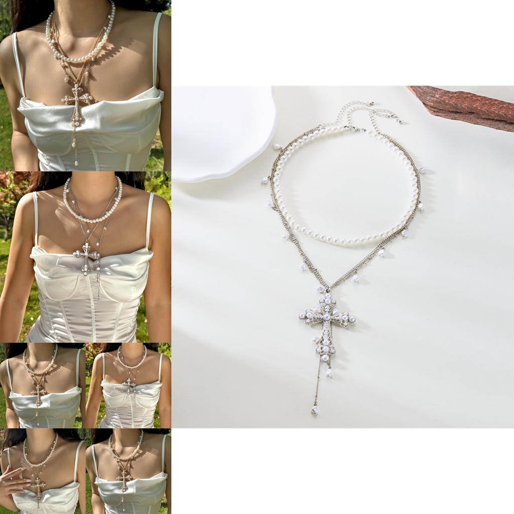 Baroque Cross Necklace With Pearl For Vintage Jewelry Enthusiasts