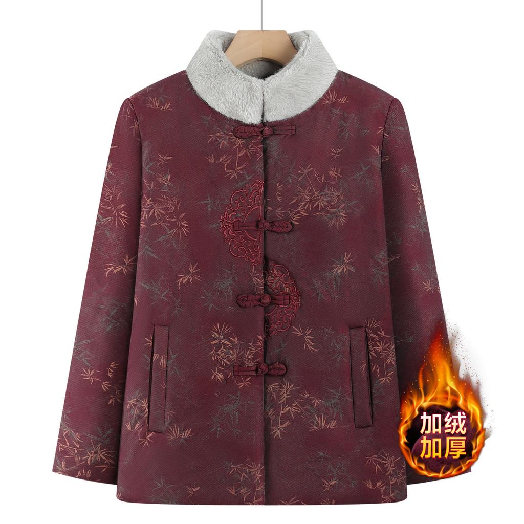 Winter padded jacket medium and old velvet thickened warm padded jacket old lady padded jacket