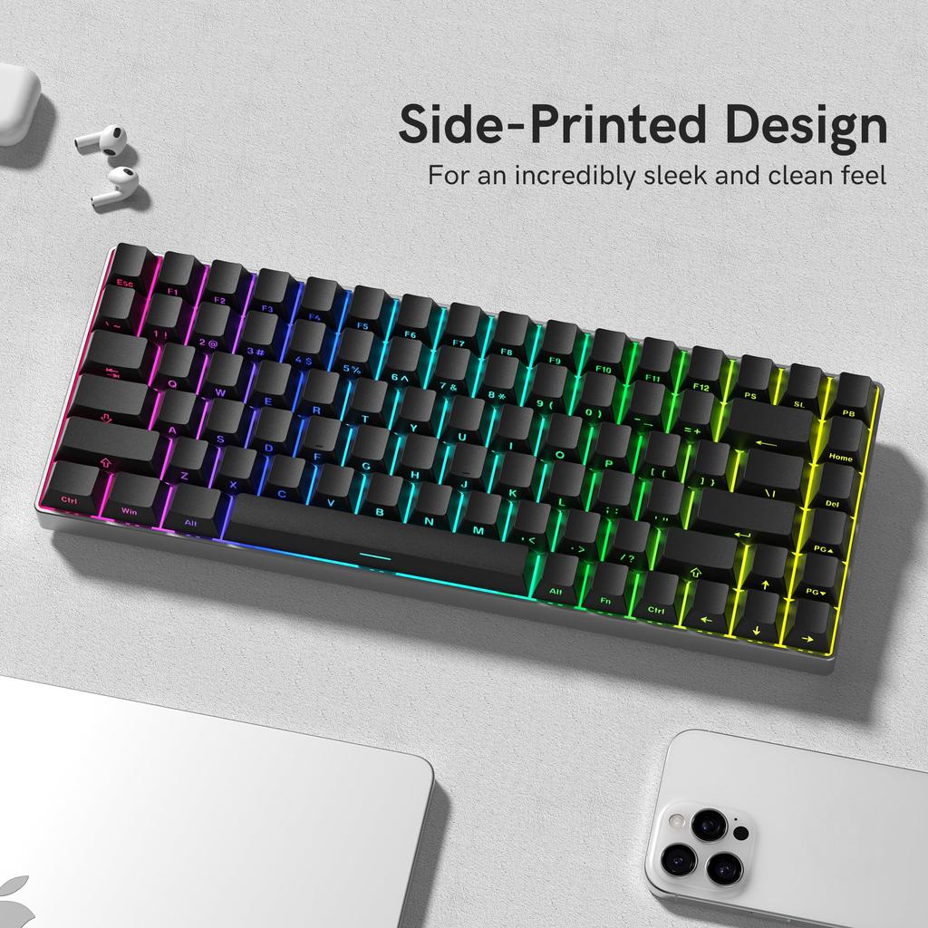 Womier 123-Key Double-Shot PBT Light-Transmitting Keycaps with Cherry Profile for Mechanical Keyboards and PCs (Black)