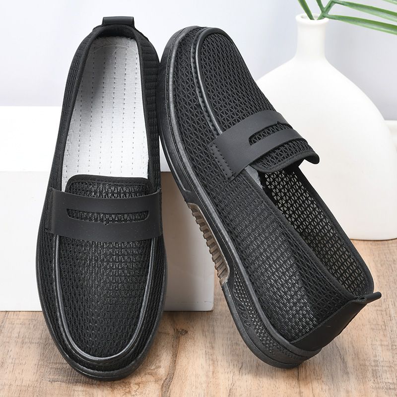 Herren Sommer Mesh Schuhe Atmungsaktiv Hohle Leichte Herren Sandalen Flache Sohle Rutschfest Ein Fuß Arbeitsschuhe Herren