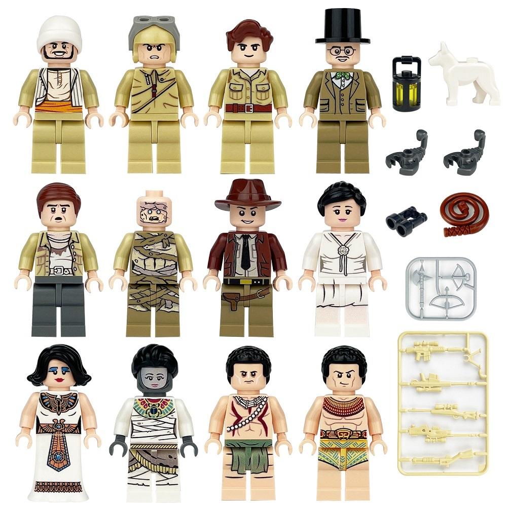 2026 Indiana Jones Style Ancient Egypt Mummy Adventure Movie Minifigures Building Blocks, Scene Building Bricks Set 4.5cm