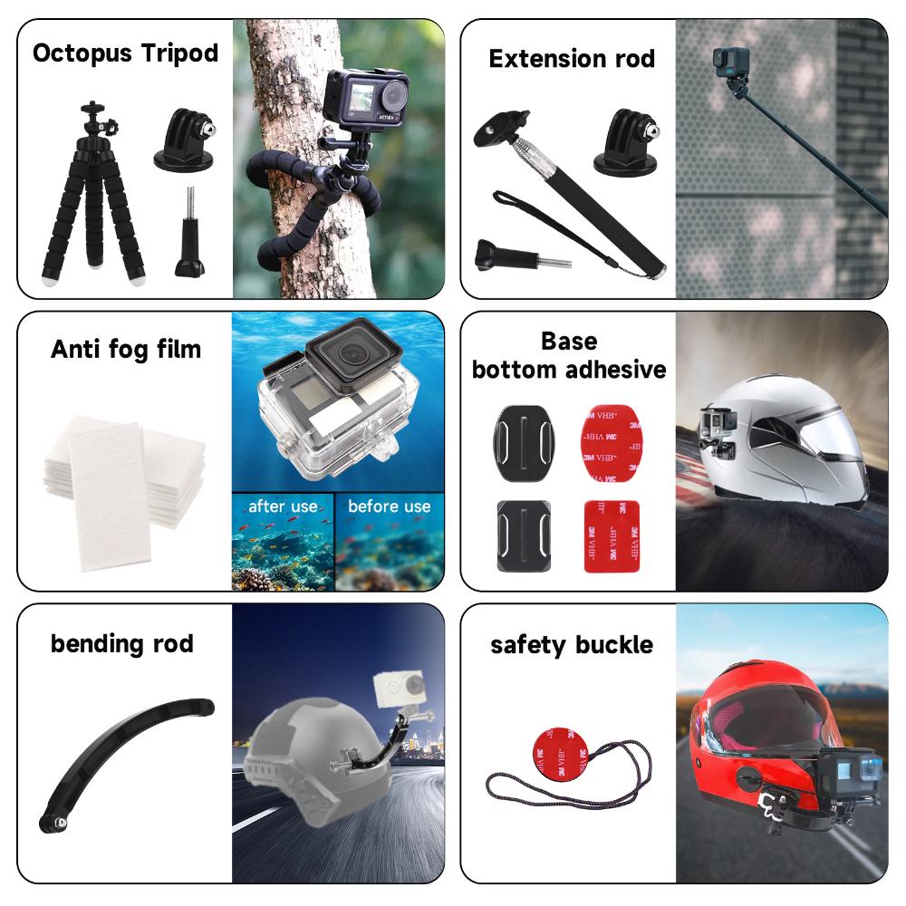 PALO 50-in-1 Action Camera Accessories Kit Sports Camera Accessories Set Replacement for GoPro DJI Action XIAOMI