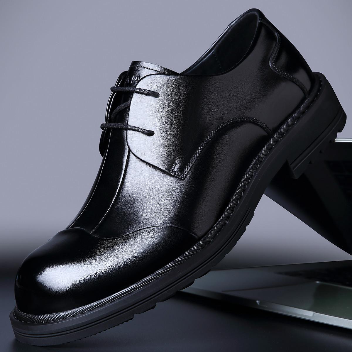 

2025 men s business leather shoes high sense derby shoes first layer cowhide leather shoes men s genuine leather men s shoes big head dress 44