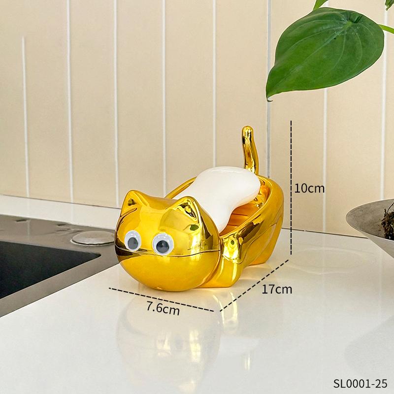 

Мультяшная Милая Гальванизированная Кошка с Большими Глазами Креативная Мыльница Дорожная Дренажная Мыльница для Ванной ПВХ Рамка Подставка для Мыла