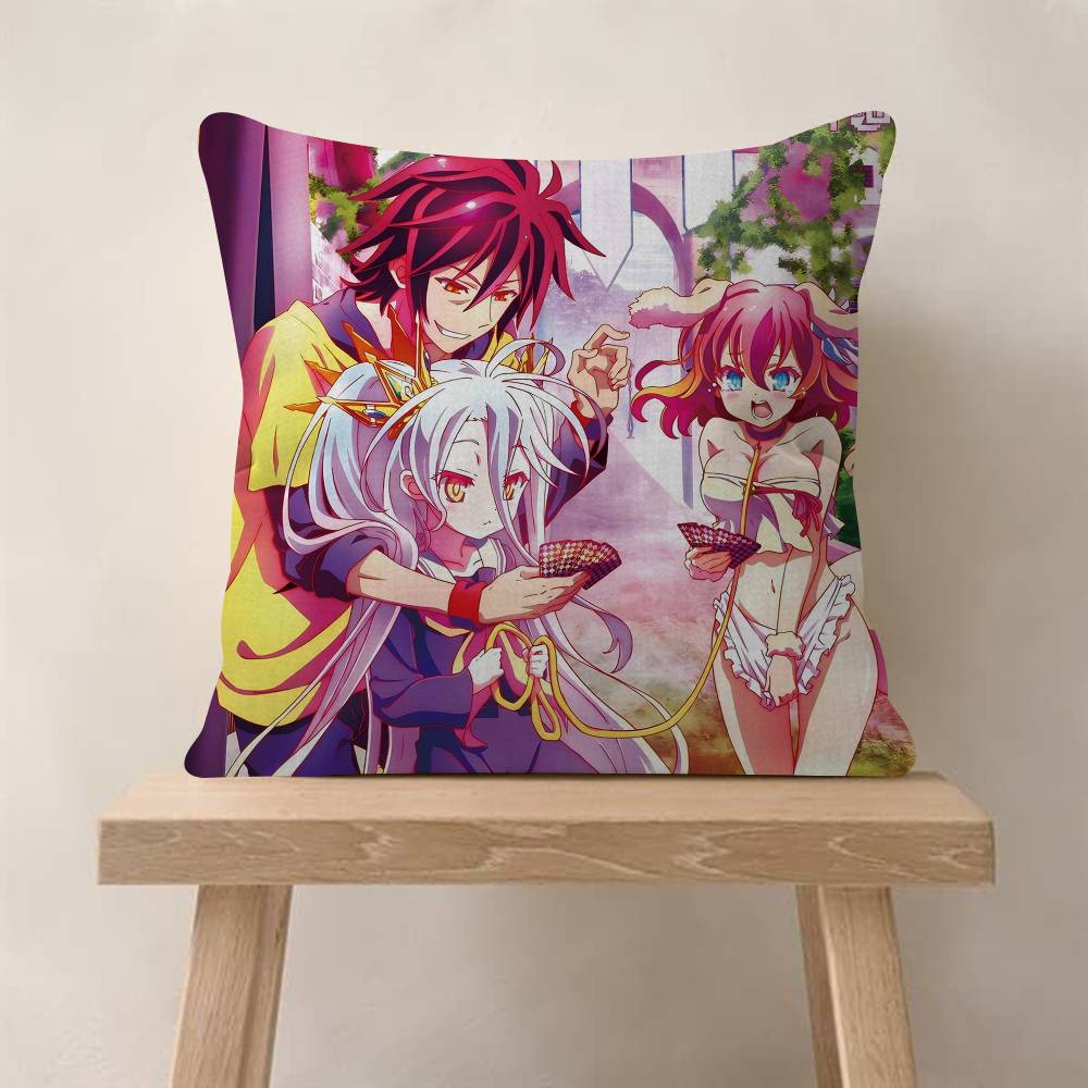 NNo Game No Life Anime Pillow Covers Cartoon Sofa Decorative Home Doublesided Printing Short Plush Cute Cushion Cover