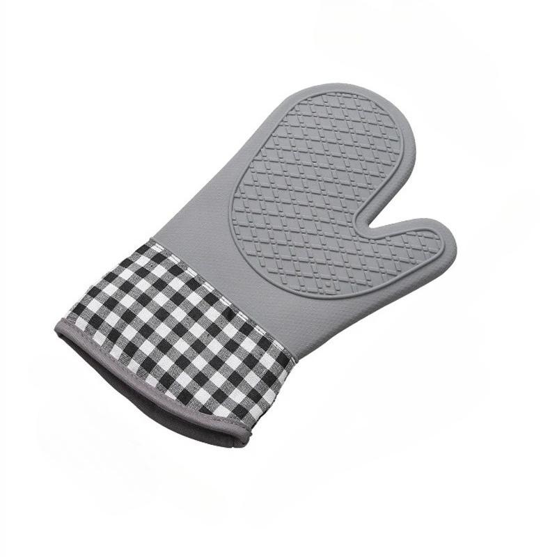 

Two - Finger Extended Silicone Heat - Resistant Gloves, Anti - Slip & High - Temp Resistant, Kitchen Baking Oven Mitts Hangable серый