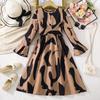 Autumn European & American Retro Lace-Up Waist-Cinching Print Long-Sleeve Children's Dress