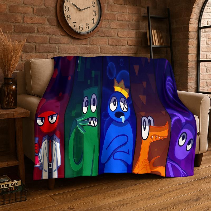 3D R-Rainbows Friends Cartoon Game Flannel Blanket Soft Warm Throw Blanket for Bedroom Living Room Bed Travel Camping Picnic