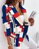 European & American Women's 2024 Autumn/Winter Slim Woolen Coat - Long Sleeve Double-Breasted Casual Printed Small Suit