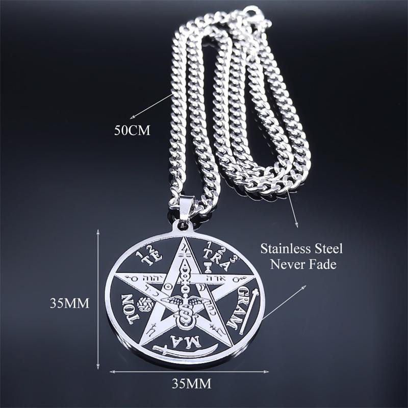 Witchcraft Gothic Dark Pentagram Necklace Stainless Steel Original Tetragrammaton Salomon Amulet Necklaces for Women Jewelry