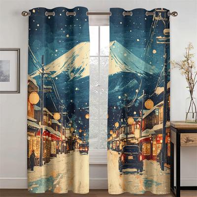 3D Glitzernde Fuji Berg Vorhänge Romantische Freude Passform Schlafzimmer Wohnzimmer Küche Dekor Neuheiten Zeitlich begrenztes Angebot 2 Stück