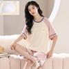 Womens Summer Sleep Suit With Round Neck Short Sleeve Top And Shorts For Relaxed Lounge Wear