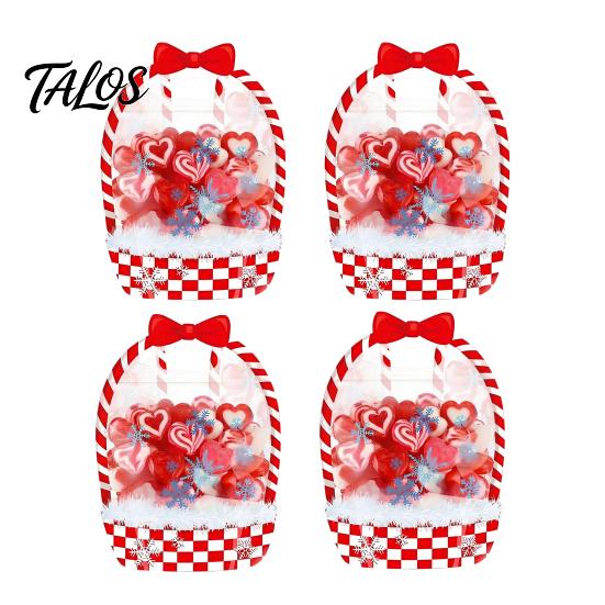 Clear Candy Bags 2/4/6Pcs Gift Bag for Halloween Christmas, Goodie Treat with Handle Handle, Resealable Sealed Pouch Holiday Party Favors Festive