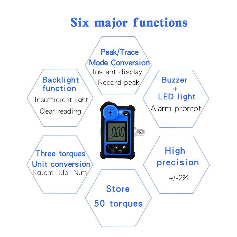 Portable Big Screen Digital Display Torque Meter Backlight Function Small Size Torsiometer Alarm Function LED Light