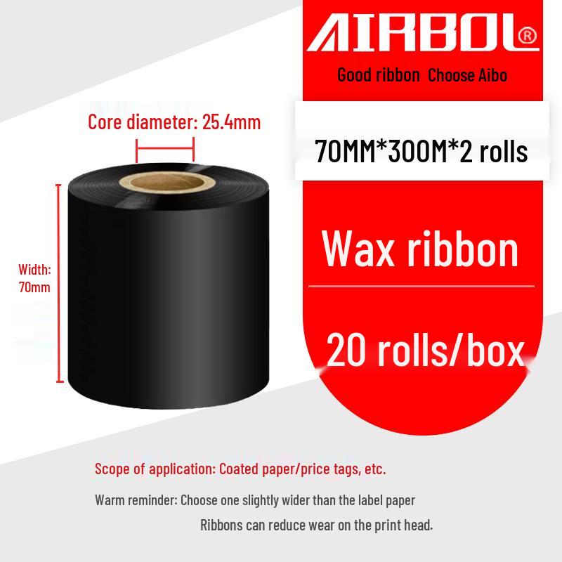 110x300m Wax & Resin Full Resin Water Washable Thermal Transfer Ribbon Roll for Barcode Label Printers.