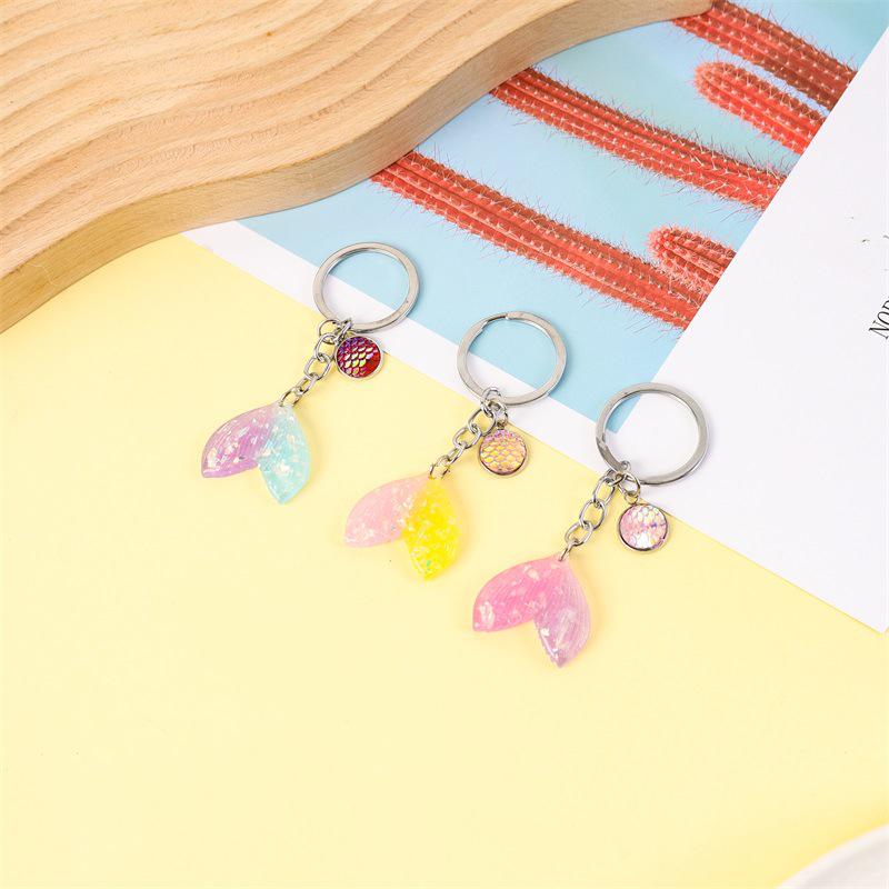 Gradient Mermaid Tail Keychain Pendant - Ocean Themed Backpack Accessory
