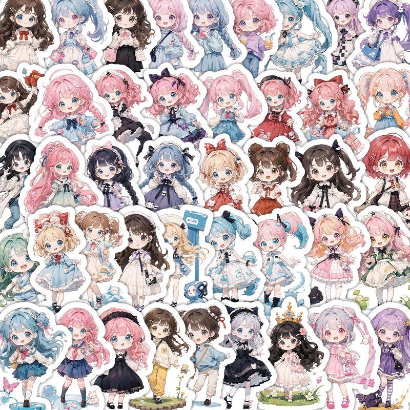 103 süße Aufkleber mit Loli-/Mädchenmotiven zur selbst gestalteten Dekoration von Notizbüchern, Planern, Wasserflaschen und Anime-Bastelarbeiten.