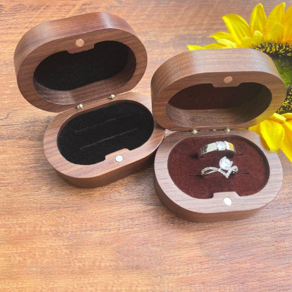 Handmade Rings Bearer Box Wooden Walnut Wood Rings Box Simple Wedding Ring Box  Ring Display