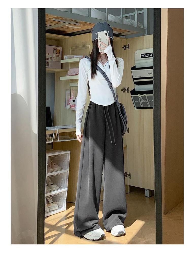 2024 Autumn/Winter Women's Mamba Cotton Sweatpants: Loose Wide-Leg, Cuffed, Straight-Leg Casual Sportswear