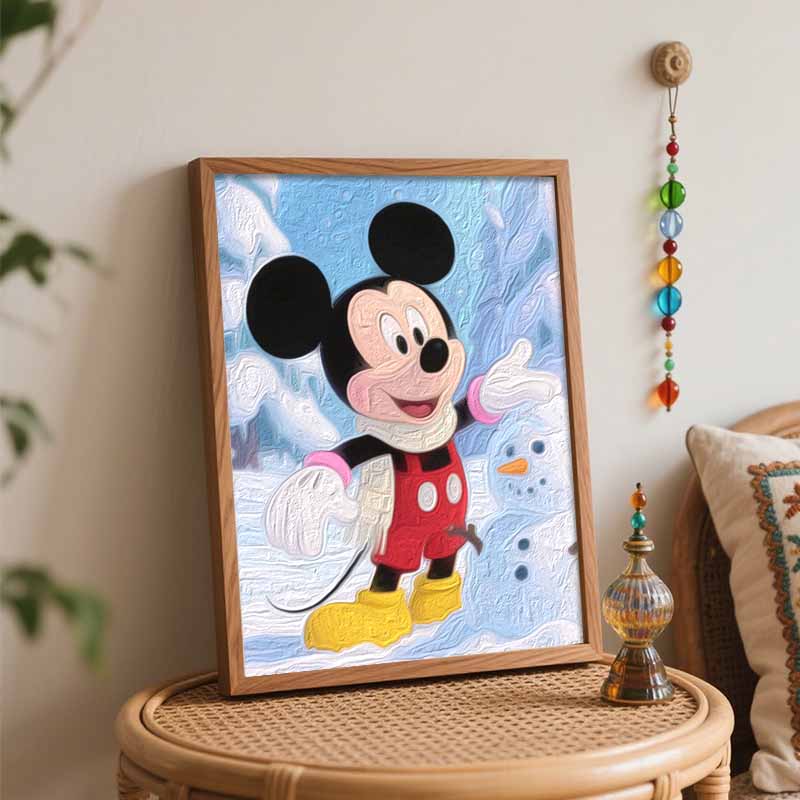 Disney Mickey Mouse Winter Snowman Digital Oil Painting Hand Painting Kit Diy Home Decoration