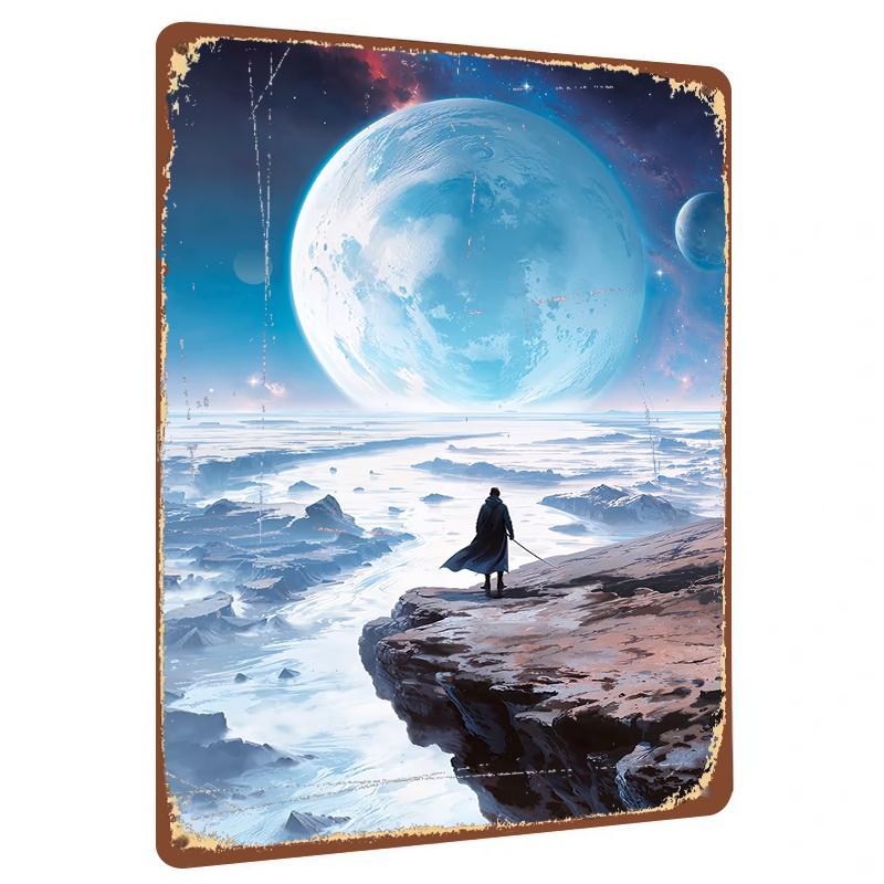 

Cosmic Wanderer Custom Metal Wall Art High Definition Space Planet Landscape Decor for Living Room Bedroom 20x30cm（7.8x11.8inch）
