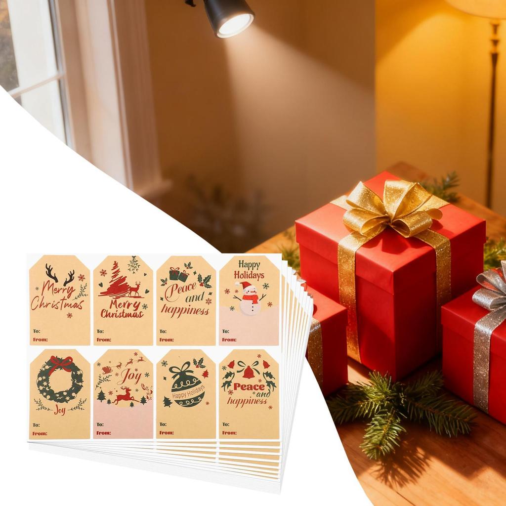 Kraft Paper Christmas Sticker Label Self-adhesive Santa Claus Label Gift Label Sticker For Envelopes Cards Party Favor