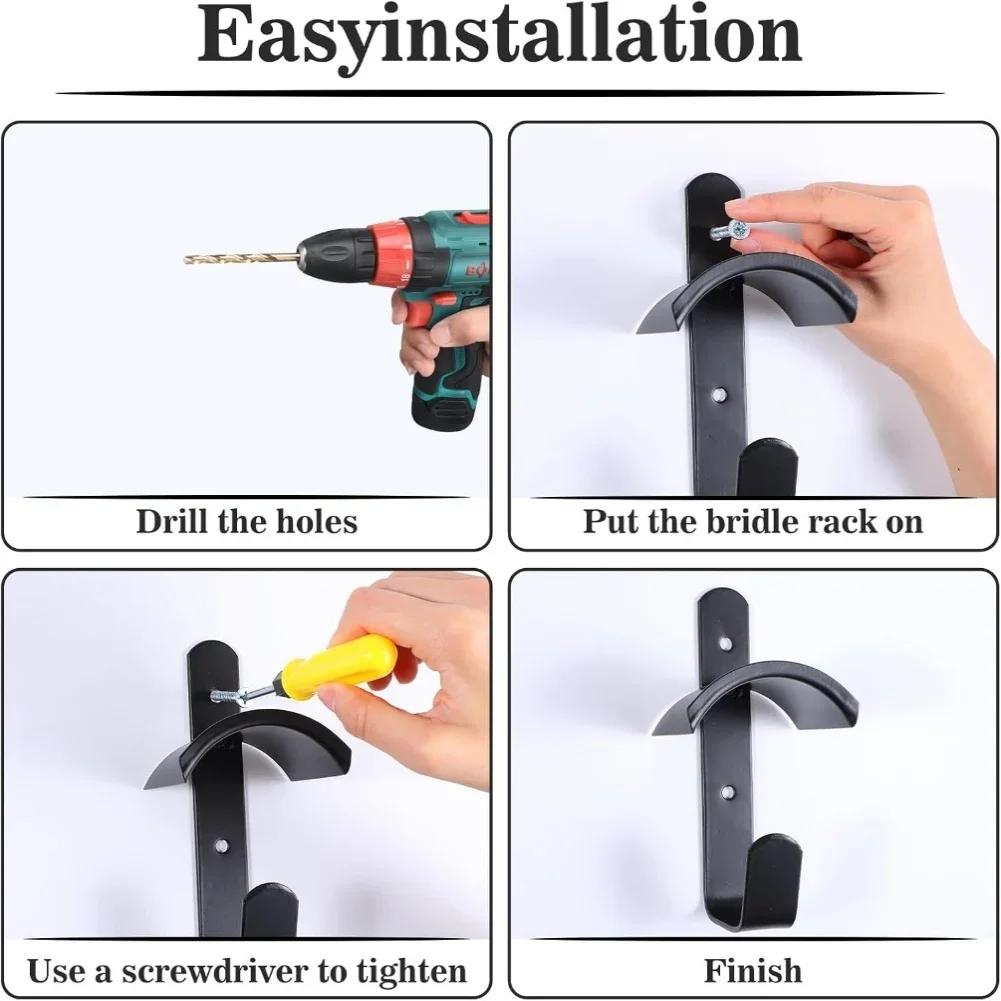 Metal Wall Mounted Saddle Rack 2pcs Bridle Holder for Equestrian Storage Suitable for Stable Wall Mount Installation