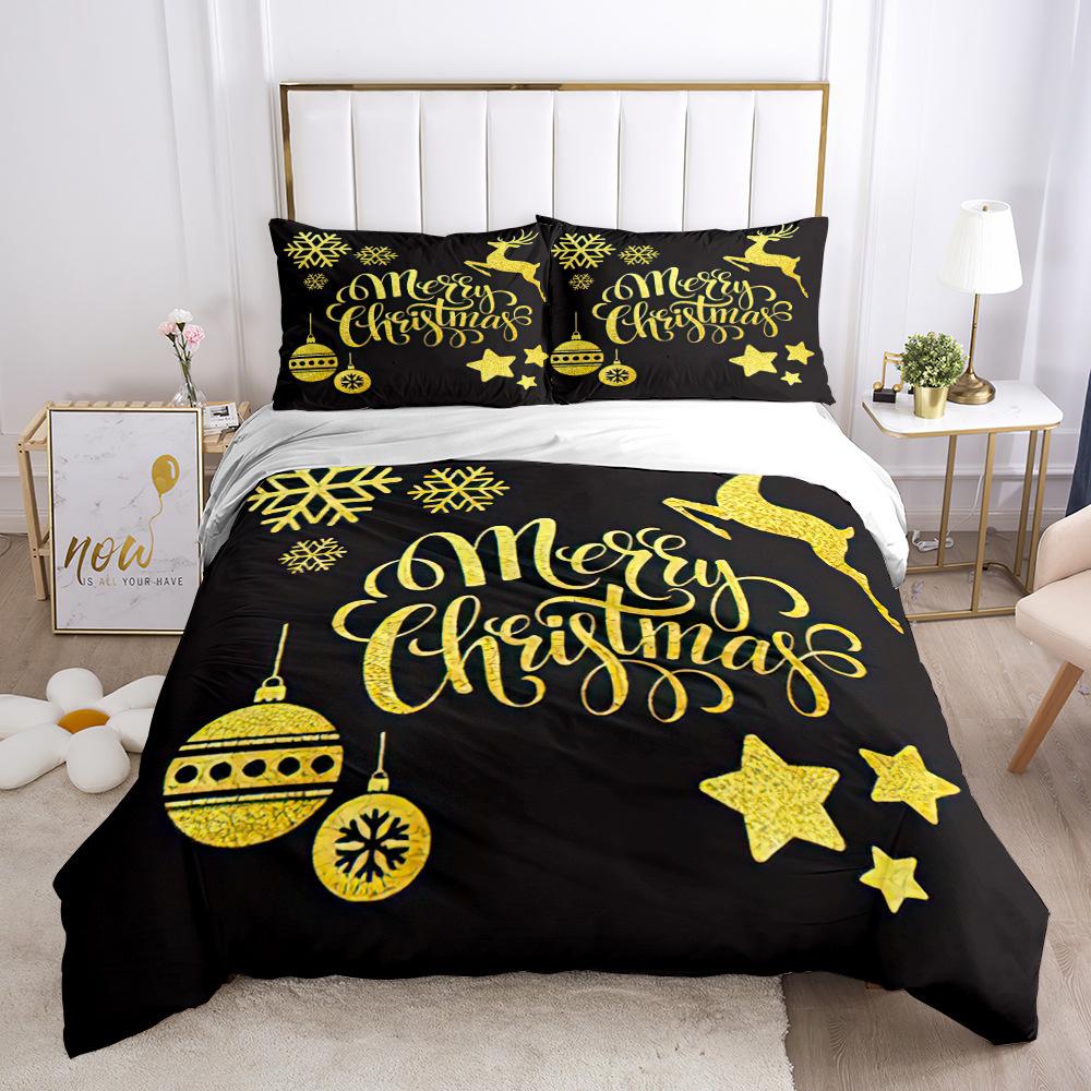 Digital Printing Three-Piece Christmas Series Quilt Cover Sheet Kit