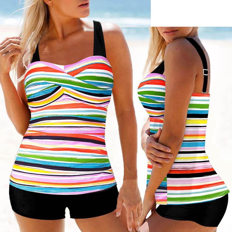 2024 Sexy Print Two Piece New Swimsuit Tankini Large Size Swimwear Women Flower Vintage Bodysuit Swim Beachwear Bathing Suit