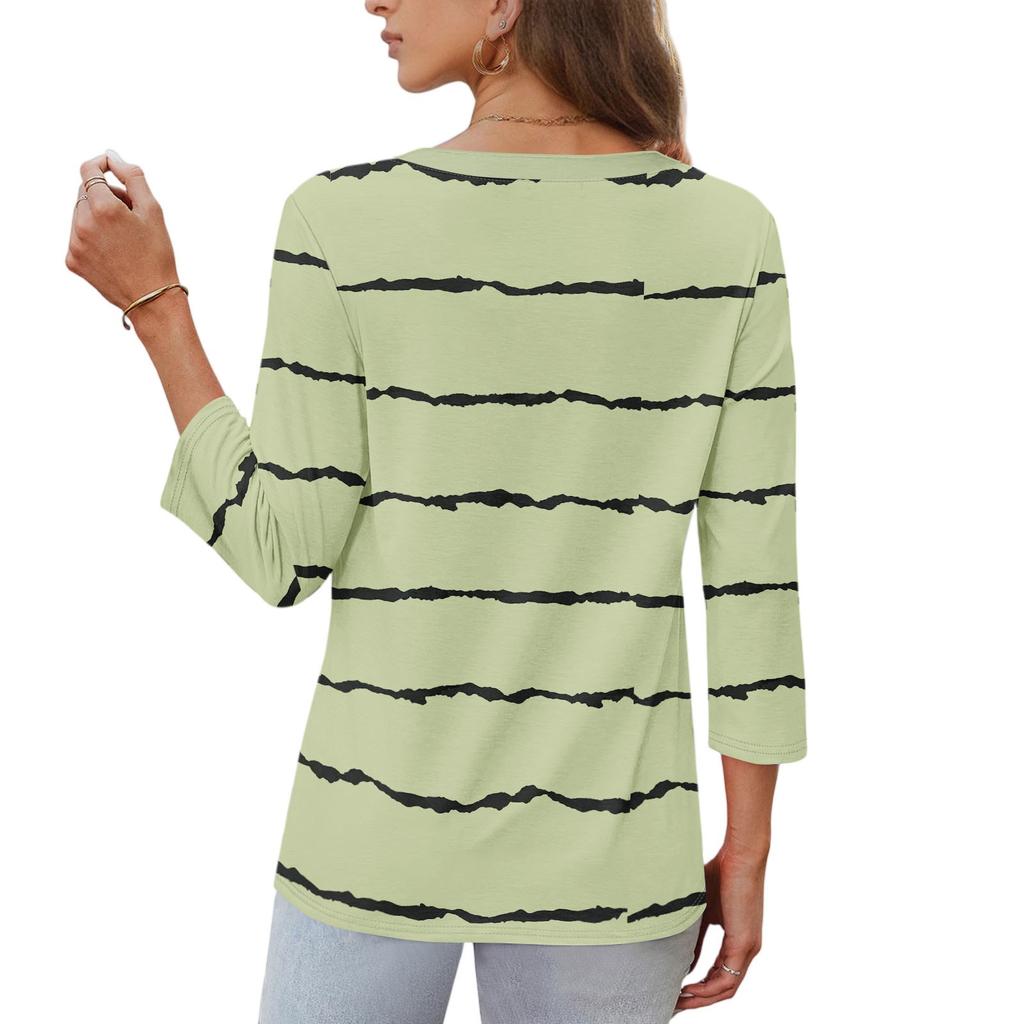 3/4 Sleeve Shirts For Women Tees Blouses Casual Plus Size Basic Tops Pullover Ladies Tunic Blouses