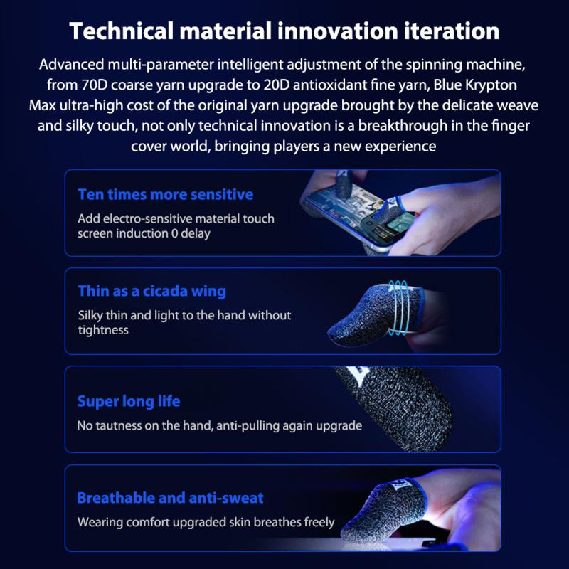 2 buc. Manșon pentru degete, anti-alunecare, respirabil, controler de joc, mâneci pentru degetul mare, pentru jocuri cu ecran tactil sensibil