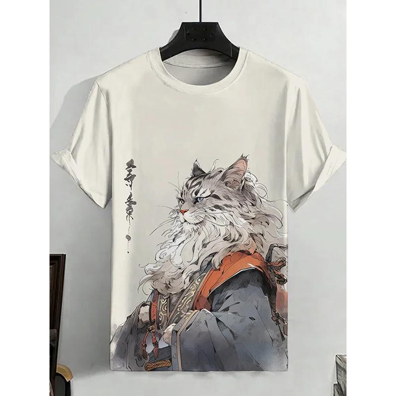

Cartoon Cat Rabbit Pattern T Shirt For Men Cute Animal 3D Printed Tee Summer Casual Short Sleeve Loose Round Neck Tops T-Shirts 4XL